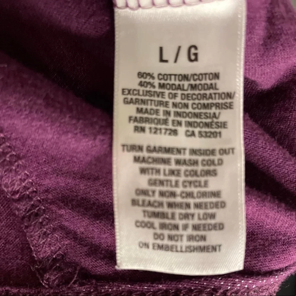 🔔3 FOR $25-Aeropostale purple shimmer lightweight shirt, SZ LRG batwing sleeves - Picture 8 of 9